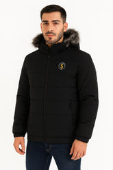 Men’s Black Fur Hood Puffer Jacket